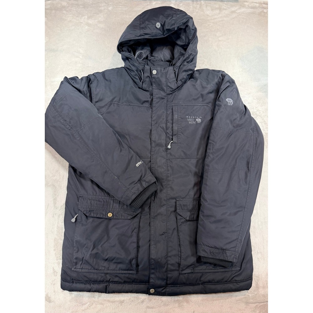 Mountain Hardwear Men Hooded Insulated DryQ Down Parka Jacket Black XL